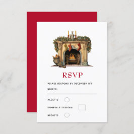 Gemütlicher Viktorianischer Kamin Weihnachten RSVP Karte
