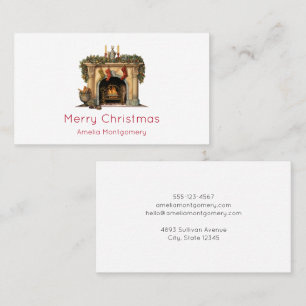 Gemütlicher Viktorianischer Kamin Weihnachten Visitenkarte