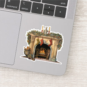 Gemütlicher viktorianischer Weihnachts-Kamin Aufkleber