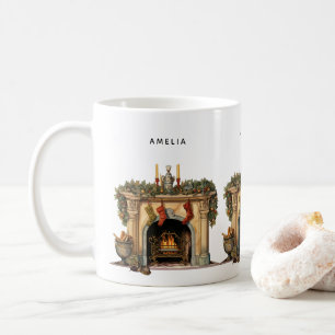 Gemütlicher viktorianischer Weihnachts-Kamin Kaffeetasse