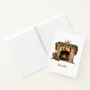 Gemütlicher viktorianischer Weihnachts-Kamin Notizbuch