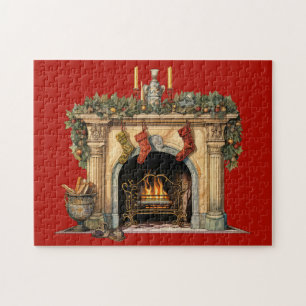 Gemütlicher viktorianischer Weihnachts-Kamin Puzzle