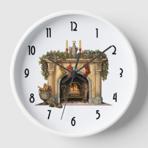 Gemütlicher viktorianischer Weihnachts-Kamin Uhr