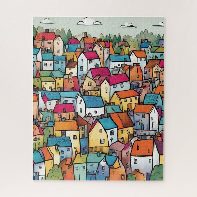 Gemütlicher Village-Charme Puzzle (Vertikal)