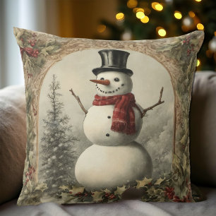 Gemütlicher Vintage-Schneemann-Weihnachten Kissen