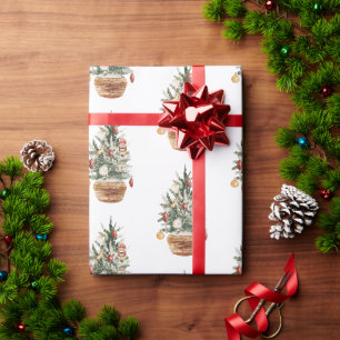 Gemütlicher vintage Weihnachtsbaum Geschenkpapier