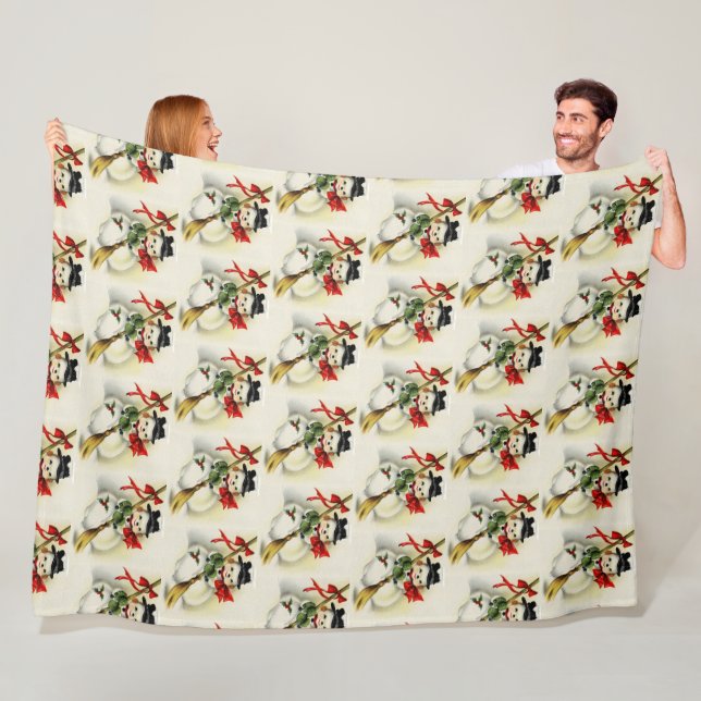 Gemütlicher Vintager Schneemann Weihnachtsfest Fleecedecke (Beispiel)