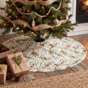 Gemütlicher Wald-Weihnachten Zapfen & Zweige Polyester Weihnachtsbaumdecke