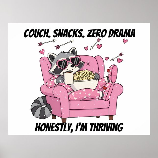 Gemütlicher Waschbär Valentinstag Poster - Schlafa (Vorne)