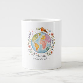 Gemütlicher Wasserfarbe-Rotkehlchen-Vogel-Kaffeebe Jumbo-Tasse