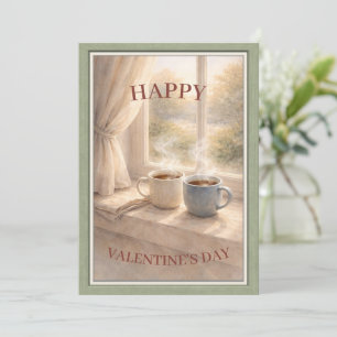 Gemütlicher Wasserfarben-Kaffee-Valentinstag für P Feiertagskarte