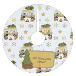 Gemütlicher Weihnachts-Camper Polyester Weihnachtsbaumdecke