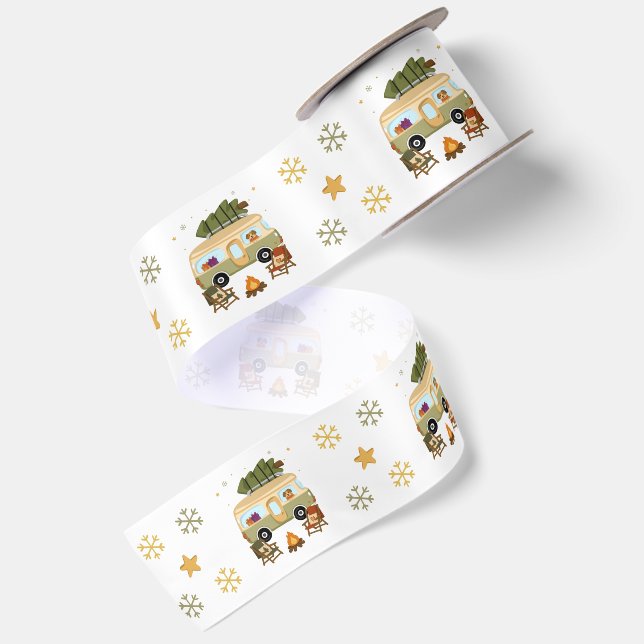 Gemütlicher Weihnachts-Camper Satinband (Rückseite)