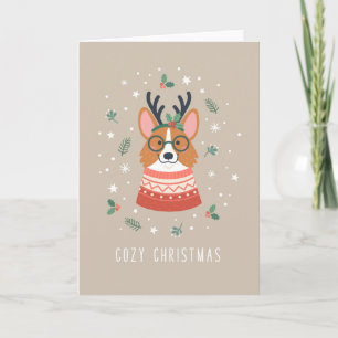 Gemütlicher Weihnachts-Corgi Feiertagskarte