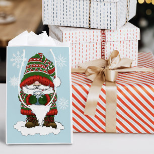 Gemütlicher Weihnachts-Gnom Rot Grün Winter Niedli Mittlere Geschenktüte