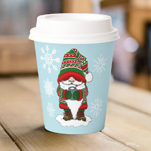 Gemütlicher Weihnachts-Gnom Rot Grün Winter Niedli Pappbecher