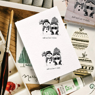 Gemütlicher Weihnachts-Gnom Schneemann Winterfeier Gummistempel