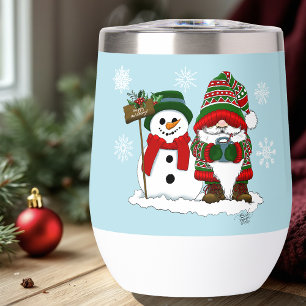 Gemütlicher Weihnachts-Gnom Schneemann Winterurlau