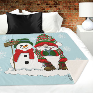 Gemütlicher Weihnachts-Gnom Schneemann Winterurlau Sherpadecke