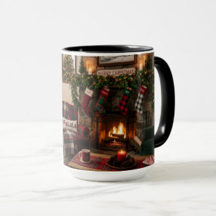 Gemütlicher Weihnachts-Kamin-Feiertagsbecher Tasse
