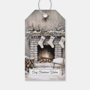Gemütlicher Weihnachts-Kamin Geschenkanhänger