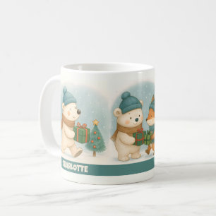 Gemütlicher Weihnachts-Tiere personalisierbarer Ka Kaffeetasse