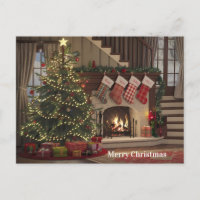 Gemütlicher Weihnachtsabend am Kamin Strümpfe