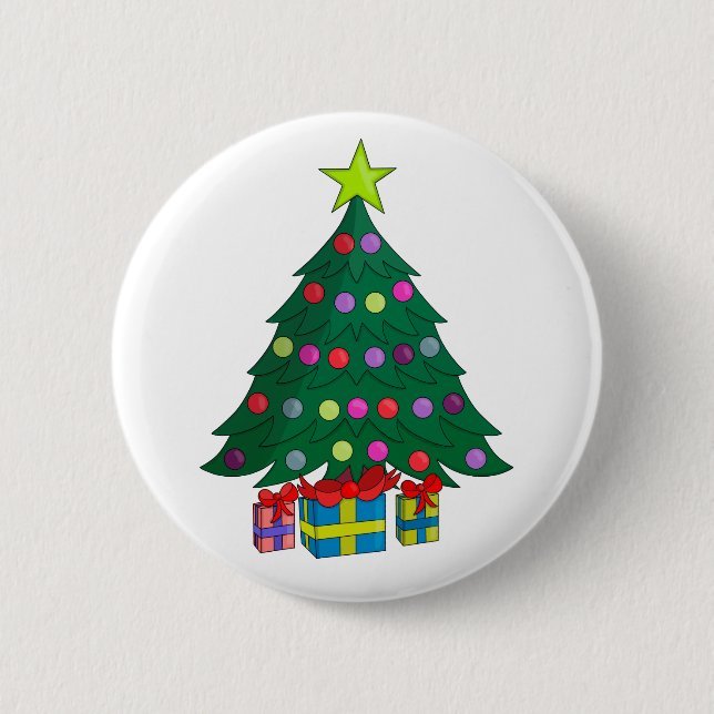 Gemütlicher Weihnachtsbaum Button (Vorderseite)
