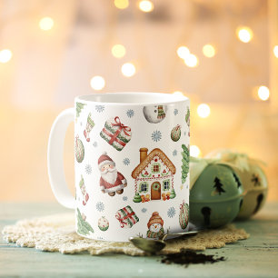 Gemütlicher Weihnachtsbaum Gingerbread Haus Santa Kaffeetasse