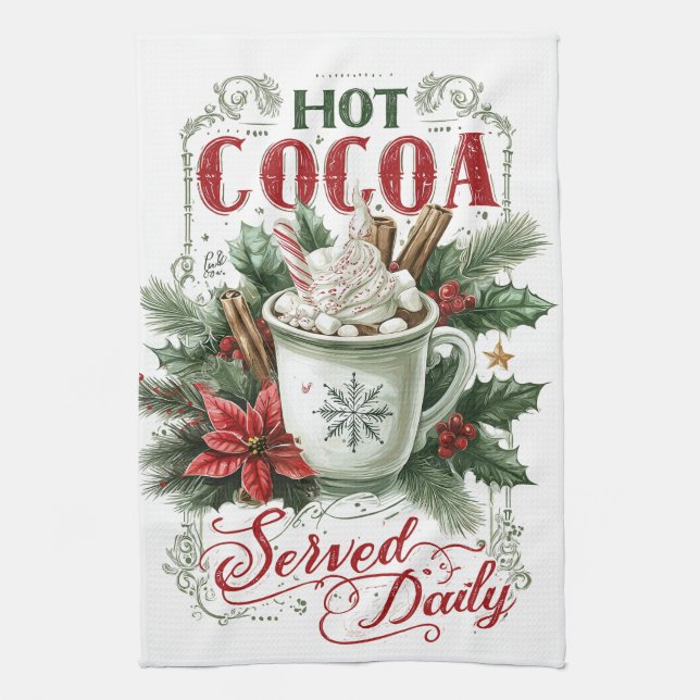 Gemütlicher Weihnachtsbecher Geschirrtuch (Vertikal)