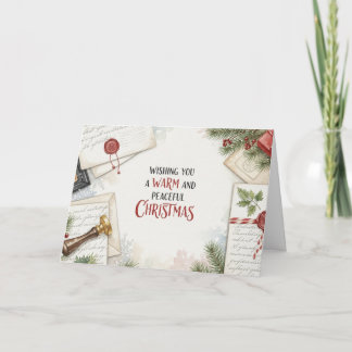Gemütlicher Weihnachtsbrief Schreibtisch Wasserfar Feiertagskarte