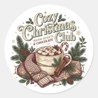 Gemütlicher Weihnachtsclub Süßer Feiertagsaufklebe Runder Aufkleber