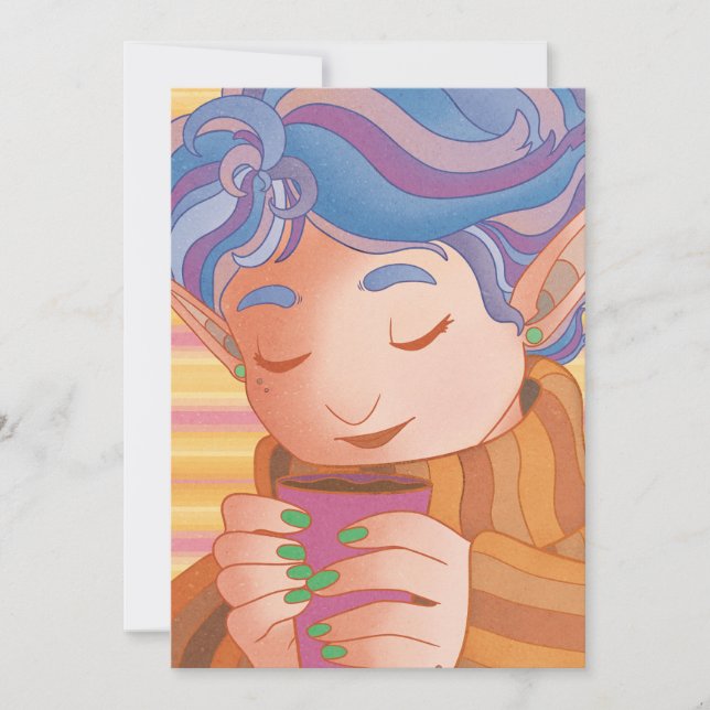 Gemütlicher Weihnachtself Feiertagskarte (Vorderseite)