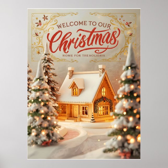 Gemütlicher Weihnachtsferienhaus Poster (Vorne)