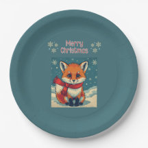 Gemütlicher Weihnachtsfuchs-Papierteller