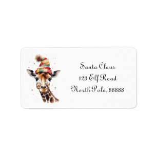 Gemütlicher Weihnachtsgiraffe, individuell Adressaufkleber