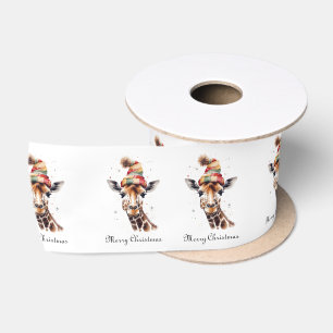 Gemütlicher Weihnachtsgiraffe, individuell Satinband