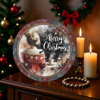 Gemütlicher Weihnachtsgirl-Pullover Große Wanduhr