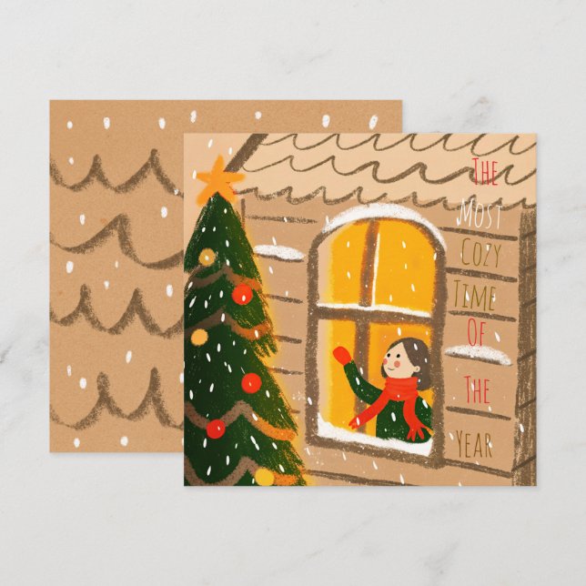 Gemütlicher Weihnachtsgruß  Karte (Vorne/Hinten)