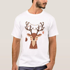 Gemütlicher Weihnachtshirsch mit Ornamenten und Li T-Shirt