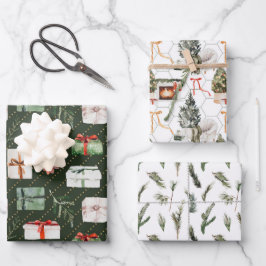 Gemütlicher Weihnachtskamin, Geschenke & Bäume Url Geschenkpapier Set