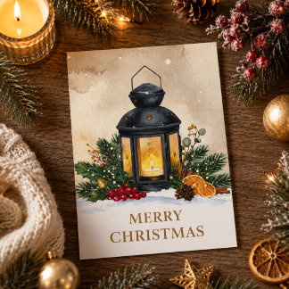 Gemütlicher Weihnachtslaterne Frohe Weihnachten Ur Karte