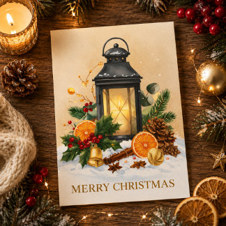 Gemütlicher Weihnachtslaterne Frohe Weihnachten Ur Karte
