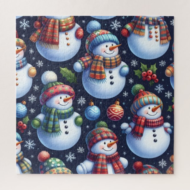 Gemütlicher Weihnachtsmann aus Schnee Puzzle (Vertikal)