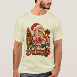 Gemütlicher Weihnachtsmorgen – Süßer Golden Retrie T-Shirt
