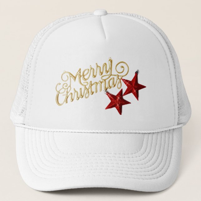 Gemütlicher Weihnachtspullover mit Weihnachtsmann- Truckerkappe (Vorderseite)