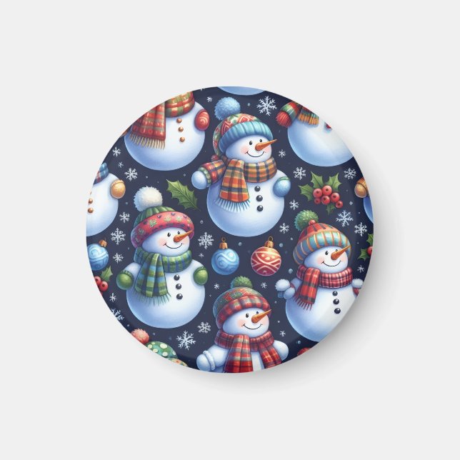 Gemütlicher Weihnachtsschneemann Magnet (Vorne)