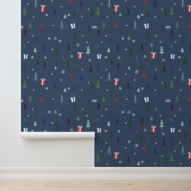 Gemütlicher Weihnachtsschneewald Tapete (Anwendung)