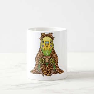 Gemütlicher Wellensittich in Leoparden-Druck-Decke Kaffeetasse