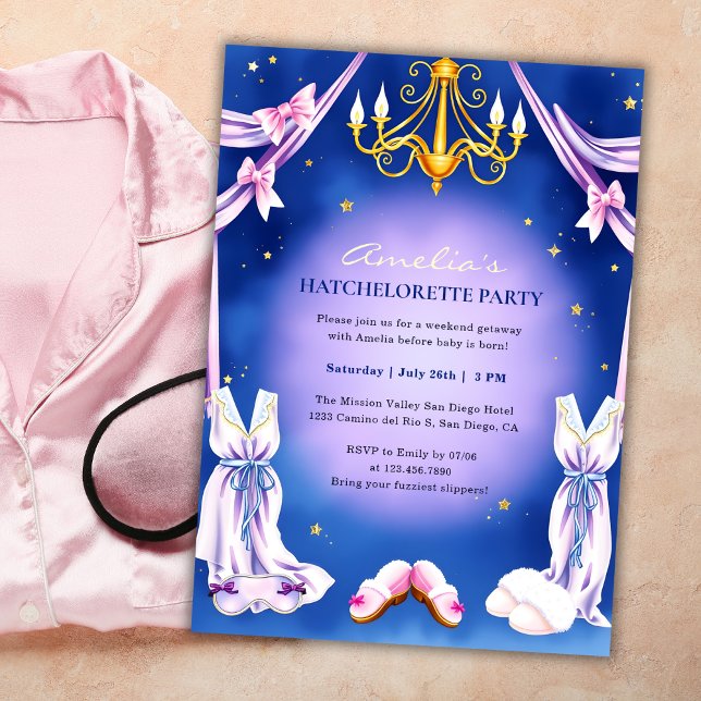 Gemütlicher Wellness-Center & Glam Thema Hatchelor Einladung (Personalized Hatchelorette Party Invitation – Cozy Spa & Glam Theme)